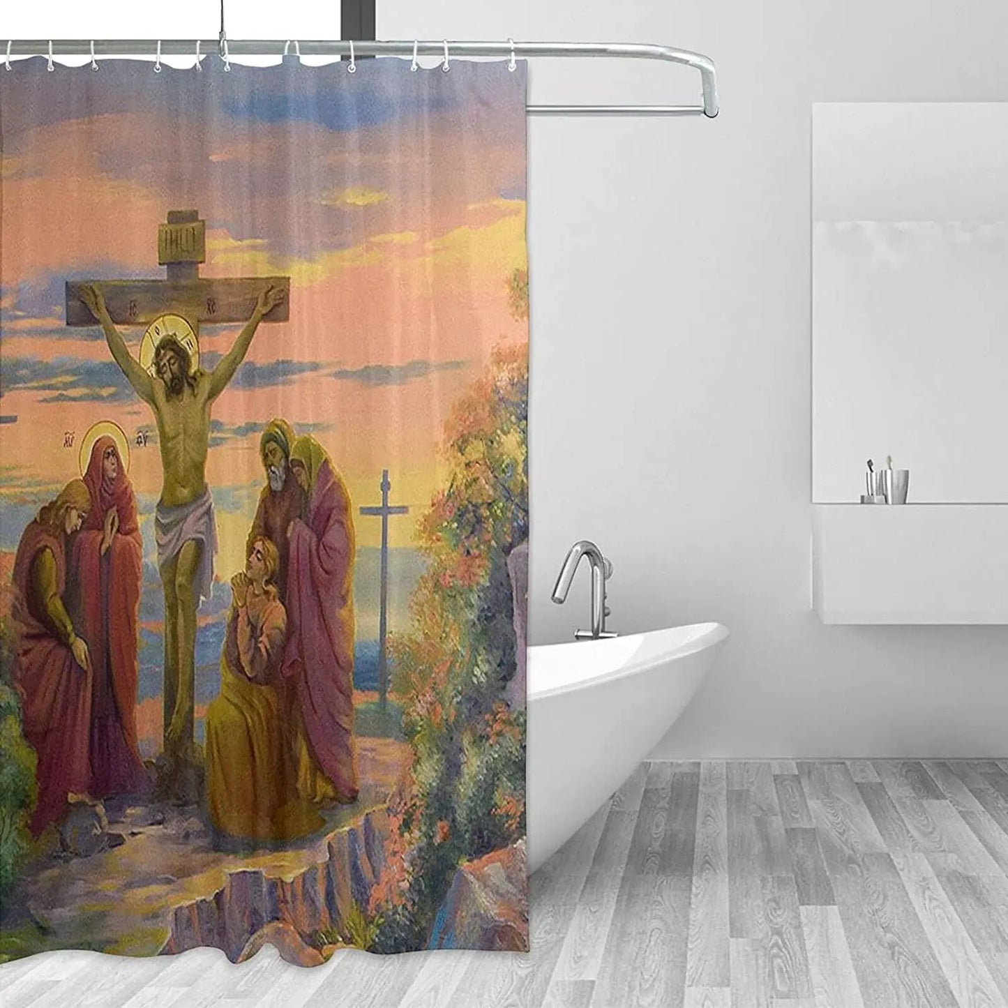 Bible Verse Shower Curtain Icon Painting