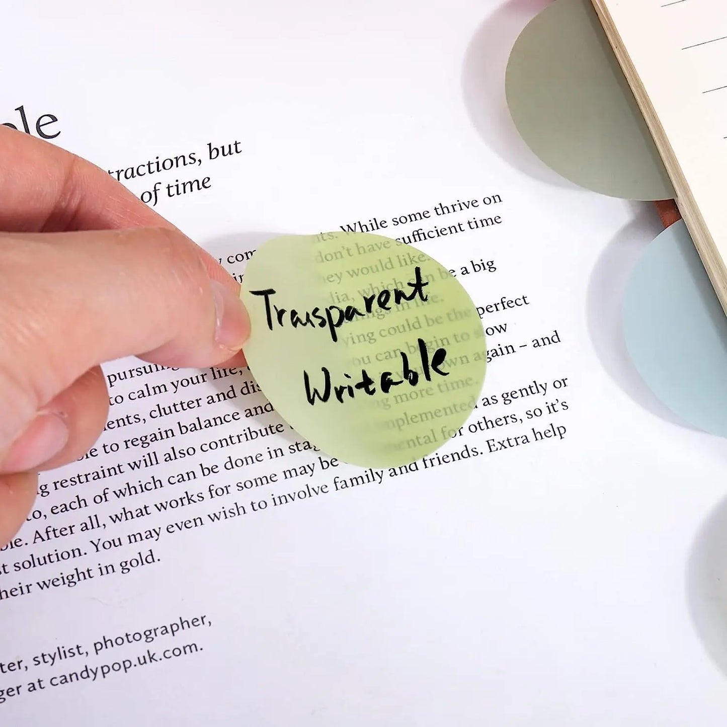 160pcs Round Transparent Waterproof Adhesive Dots Transparent Sticky Notes Markers