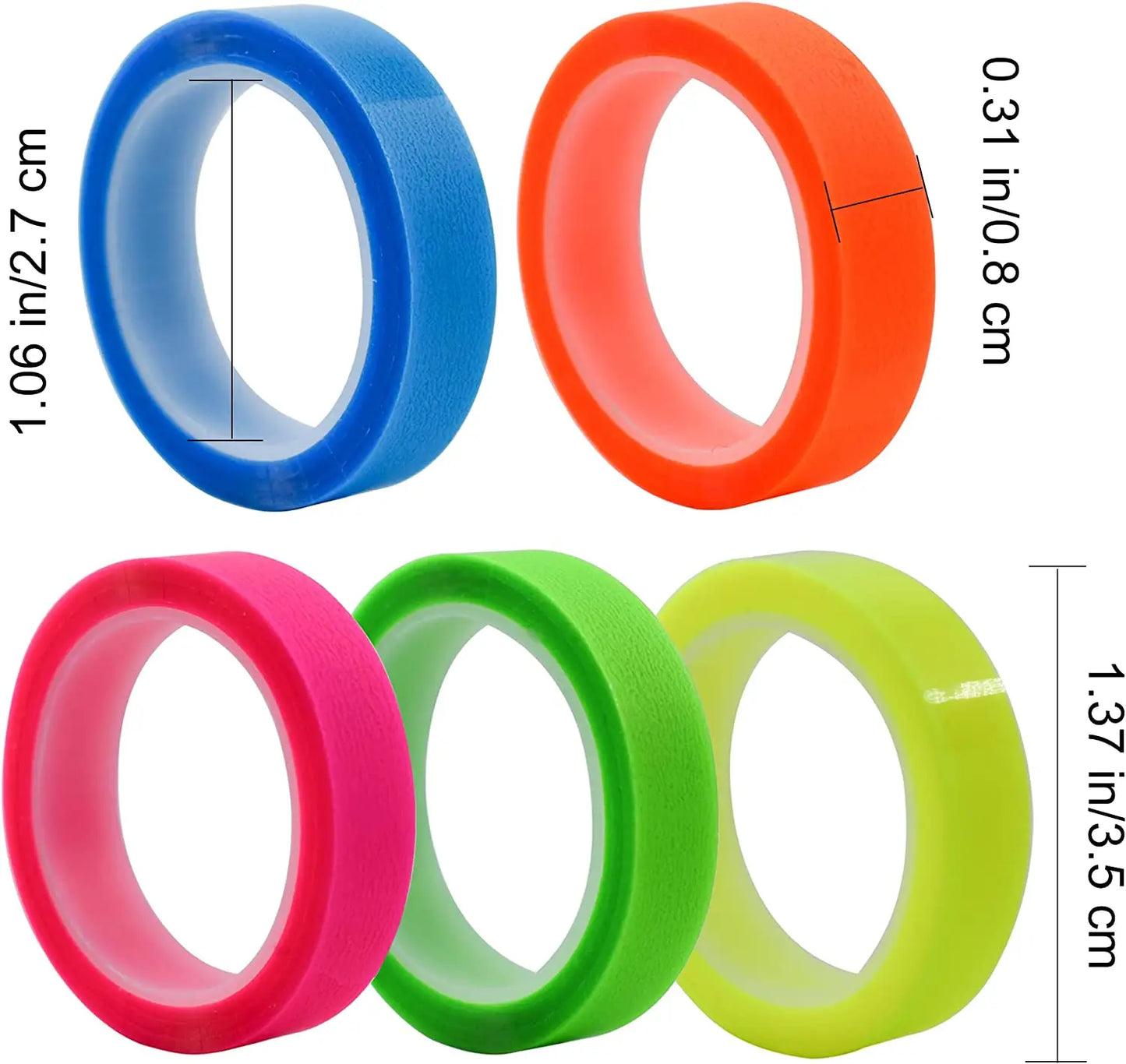 5 rolls 5-color stickers, transparent fluorescent index markers